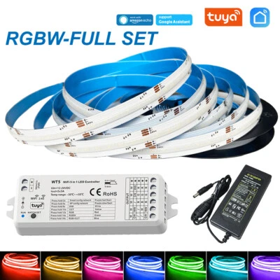 COB LED Strip CCT/RGB/RGBW 840LEDs/m FCOB Soft Flexible Tape LED Lighting 5m 24V - image 1 of 4