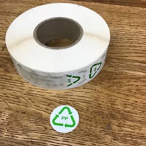 Roll Of 2000 Recycle Symbol P P Decal Sticker 1” Diameter Work Home Green - Picture 1 of 3