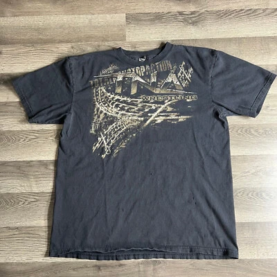TNA Wrestling T Shirt Mens Large Black Faded Distressed Impact Barbed Wire Razor Foto 1 de 4