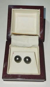 Vintage Macy's 14 Kt 10 - 11 MM Tahitian Cultured Pearl Stud Earrings Buy It Now - Picture 1 of 11