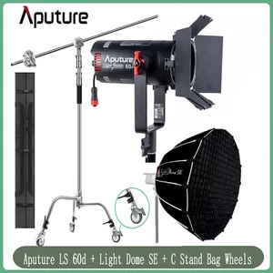 Aputure LS 60d LED Video Light 60W 5600k Daylight +Light Dome SE+ C Stand Wheels - Picture 1 of 11