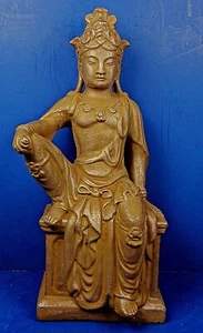 VINTAGE CHINESE COLD CAST STONE ‘SEATED GUANYIN’ STATUE - Picture 1 of 6