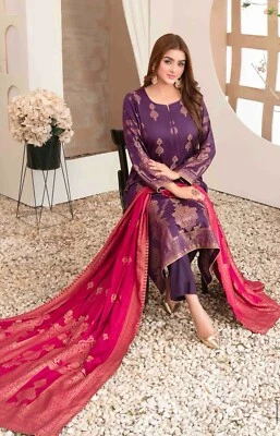 Pakistani 3 Piece Linen Viscose Ready to Wear Dress ~ Size: S 🇵🇰 - Image 1 of 3