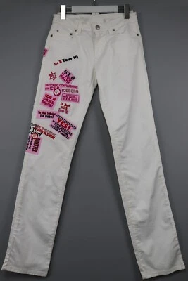 Iceberg ICE B Vintage Monogram Cotton White Jeans Pants Womens Sz 27 - Image 1 of 4