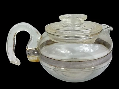 PYREX Flameware Teapot 6 Cup with Lid Clear Glass MCM Estate Vintage #8336 - Image 1 of 4