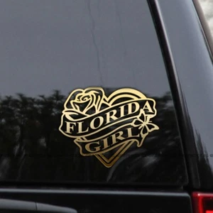 Florida Girl Heart & Rosel Home State Love Vinyl Decal Sticker - Picture 1 of 2