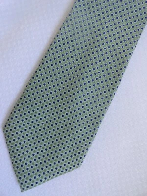 Corbata estrecha hecha a mano de seda a lunares verde azul Chaps Foto 1 de 3