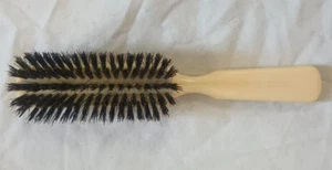 Vintage Stanley Hairbrush 5 Rows 100% Boar Bristle Cream Handle Dark Bristles 8" - Picture 1 of 14