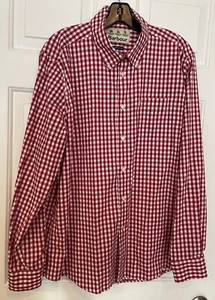 Barbour Red Gingham Tailored Fit Button Down Collar Shirt - Size Large - Picture 1 of 4