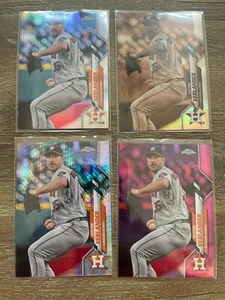 Lote de refractores Justin Verlander 2020 Topps cromados (4) base rosa prisma sepia  - Imagen 1 de 1