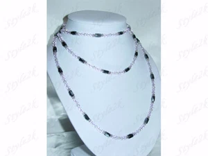 Magnetic Necklace Bracelet Pink Crystal 56" anklet neck collar gift Long  - Picture 1 of 5