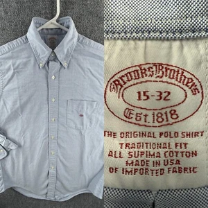 Brooks Brothers 15 32 Oxford Cloth Button Down Blue USA Supima Traditional Fit - Picture 1 of 15