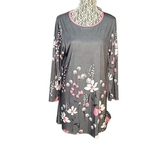Top túnica floral gris y rosa manga larga - Imagen 1 de 3