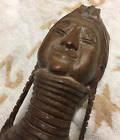 [sic#24]  21cm Tall Wooden Bust mask Long Neck African smiling Lady figure