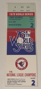 Biglietto 2 World Series Game 1979 Stub Pirates Orioles HOF Eddie Murray 1° WS HR - Foto 1 di 2