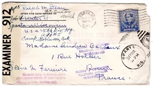 #872 Willard Famous Amer Sparta WI Censored to France Service Suspended WWII - Picture 1 of 2