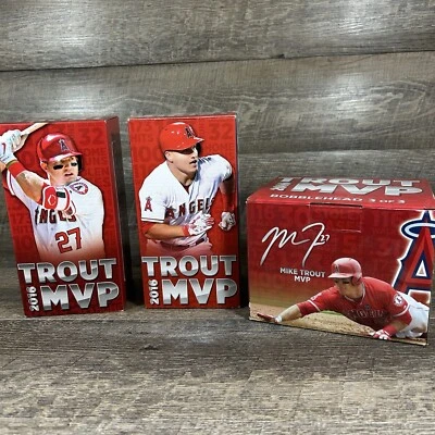 Mike Trout Los Angeles Angels 2016 MVP Bobblehead Juego Completo 1 2 3 SGA Foto 1 de 4