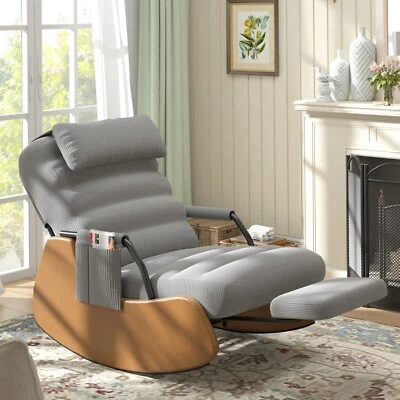 Rocking Chair,Nursery Rocking Chairs with Soft Seat and Headrest Corduroy Fabric - Image 1 of 4