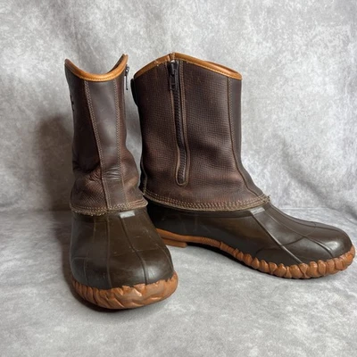 LaCrosse Mesquite Duck Boots 10” Men’s 14 Brown Leather Rubber Sole Side Zipper - Image 1 of 4