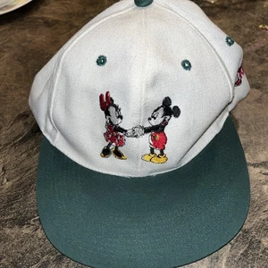 vtg mickey and minnie ball cap snap back by city Looks Unworn Canvas White Green - Picture 1 of 10