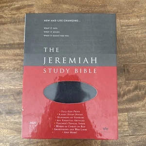 The Jeremiah Study Bible, NKJV: Black Genuine Leather Red Letter Like New In Box - Picture 1 of 5