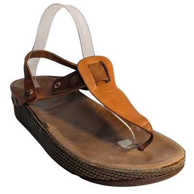 FITFLOP Ibiza Cuero Tanga Gladiador Sandalia Naranja Quemado Marrón 401-316 EU 42 Foto 1 de 4