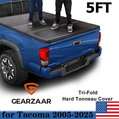 Жесткий тройной чехол для кузова грузового автомобиля Toyota Tacoma 2005-2025 годов выпуска 5 футов - Изображение 1 из 4