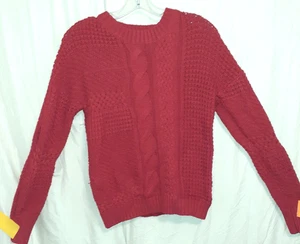 Time and Tru Women's Mixed Stitch Crewneck Sweater Size XS(0-2) Red - Picture 1 of 3
