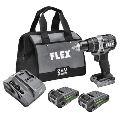 FLEX 24V 1/2-Inch 750 In-Lbs Torque 2-Speed Hammer Drill Kit, 2x 2.5Ah Batteries - Image 1 of 4