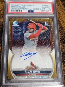 2023 Bowman Draft Chrome Chase Davis 1st GOLD Shimmer Refractor Auto 3/50 PSA 10 - Bild 1 von 2