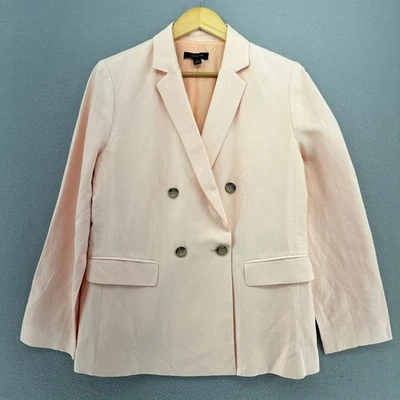 Blazer Ann Taylor Mezcla de Lino Doble Pecho Rosa Claro Talla 12 Carrera Corpcore Foto 1 de 4