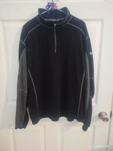 Kuhl Revel 1/4 Zip Fleece Pullover Black Gray Mens XXL Lightweight EUC  - Picture 1 of 3