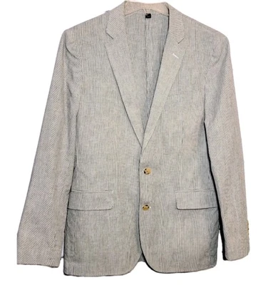 J Crew Ludlow Blazer Sport Coat Mens 38R Cotton Linen Blend Micro Stripe Somelos - Image 1 of 4
