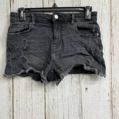 Pantalones Cortos HM Para Mujer Talla 4 Gris Denim Informales Tiro Medio Desgastados Rasgados 2" Entrepierna  Foto 1 de 4