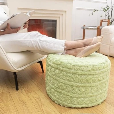 Round Pouf Ottoman Foot Rest 20x14 Inches Soft 20"D x 20"W x 14"H Sage Green - Image 1 of 4