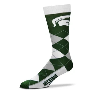 NCAA Michigan State Spartans Argyle Line Up Dress Sock Team Color OSFM - Picture 1 of 1