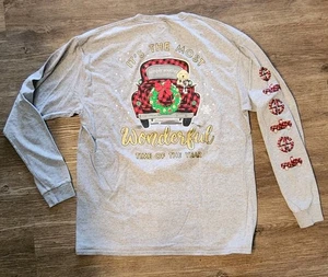 Simply Southern Shirt Women Large Ladies Gray Crewneck Cotton Christmas Holiday - Picture 1 of 5