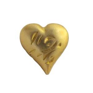 Vintage Gold Tone Heart Lapel Pin Engraved Design Collectible Jewelry - Picture 1 of 5