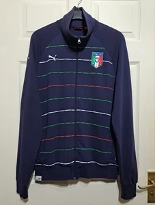 Vintage Puma Italia Football Track Jacket FIGC Men's L P2P 23" Navy Full Zip - Picture 1 of 15