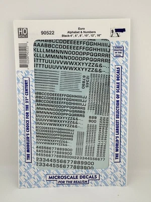 Microscale Decal HO Scale 90522 Euro Alphabet & Numbers (Black) - Image 1 of 2