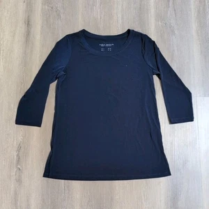 Camicia Susan Graver Modern Essentials maglia liquida blu 2 volte nuova - Foto 1 di 9