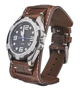 ALPINE Genuine Vintage Leather Cuff Watch Band - Full Grain Leather Watch Str... - Picture 1 of 4