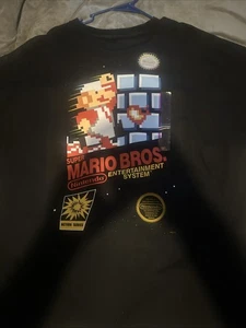 Mario Bros Black Tee Shirt Size XXL New w/Stickers - Picture 1 of 3