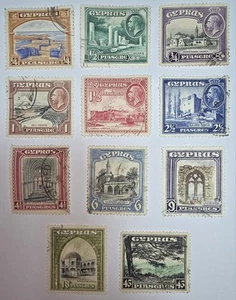 Cyprus KGV 1934 SG133-143 Wtm. Multi Script CA - Used Complete Set - CV: GBP 170 - Picture 1 of 2
