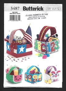 Butterick 3487 Gift Basket With Handle Patriotic Butterfly Sewing Pattern UNCUT - Picture 1 of 2