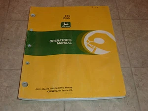 JOHN DEERE 635 DISK OPERATOR'S MANUAL Farm Equipment Literature - Bild 1 von 1
