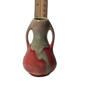 Drip Glaze Vase Miniature Metlox Studio Pottery  Pink and Green USA 4" Vintage - Picture 1 of 5