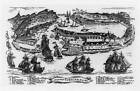 tEyland Curacao anno 1800,Photo of Map of Curacao,Dutch Antilles,Sailing Ships - 