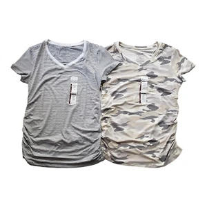 Time & Tru Maternity Shirts Choose Size Light Camo Stripe Short Sleeve Womens - Picture 1 of 3