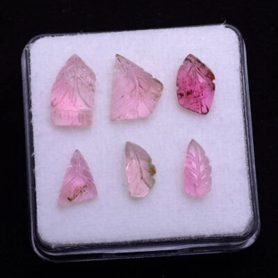 6 piezas piedras preciosas sueltas sin tratar de turmalina tallada natural de 8 mm-13 mm color rosa Foto 1 de 4